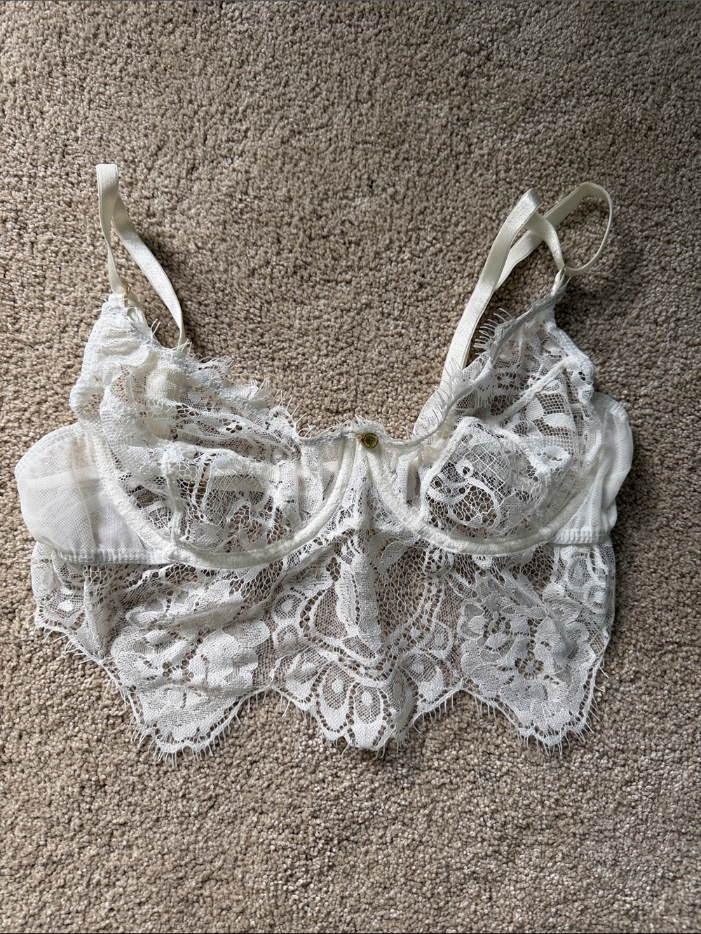 Gooseberry Intamates Ivory Lace Longline Bralette